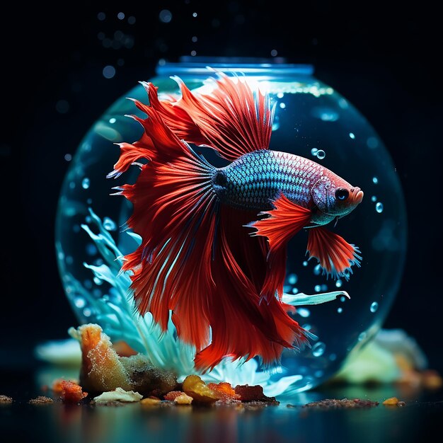 Photo beautiful betta fish in aquarium