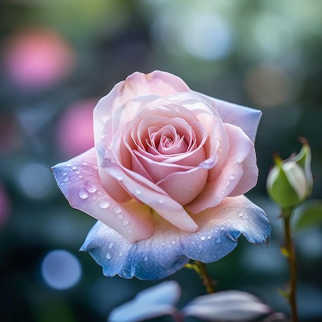 a beautiful and big pink and blue rose