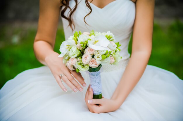 Beautiful big wedding bride bouquet