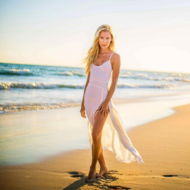 A beautiful bikini women on summer beach