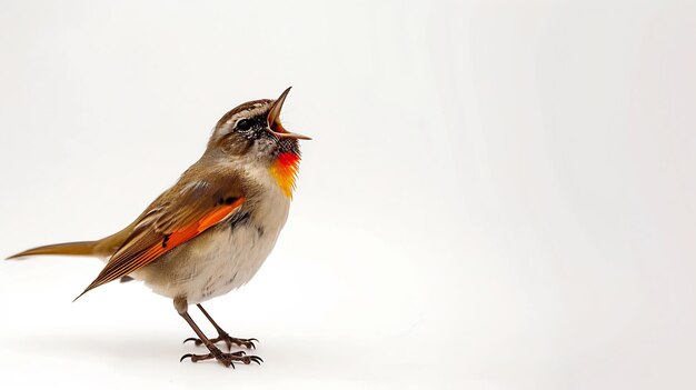 Photo beautiful bird siberian rubythroat calliope calliope on white background generative ai