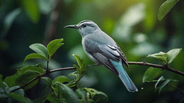 Beautiful Bird Siting on Branch with leaf Photography