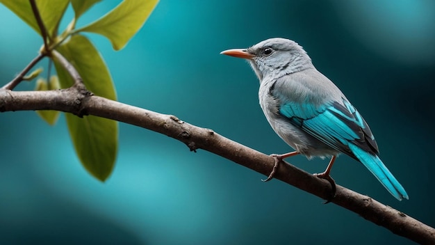 Beautiful Bird Siting on Branch with leaf Photography