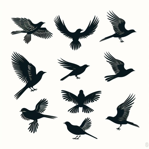 Beautiful birds logo design silhouettes isolated white background image Ai generated art