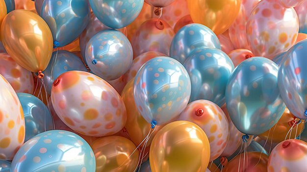 Beautiful birthday balloons pastel colors craft wrapping paper vintage illustration intricate details Generative AI