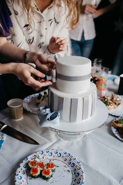 Beautiful birthday cake on a table