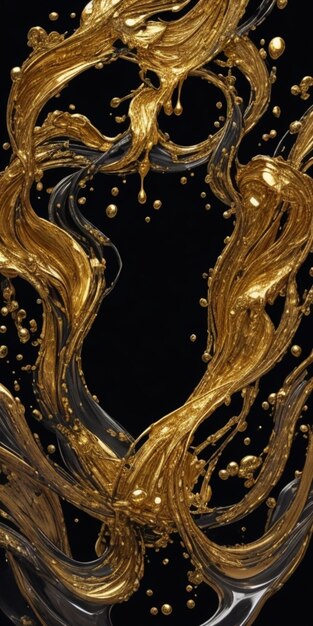 Beautiful black background with gold paint