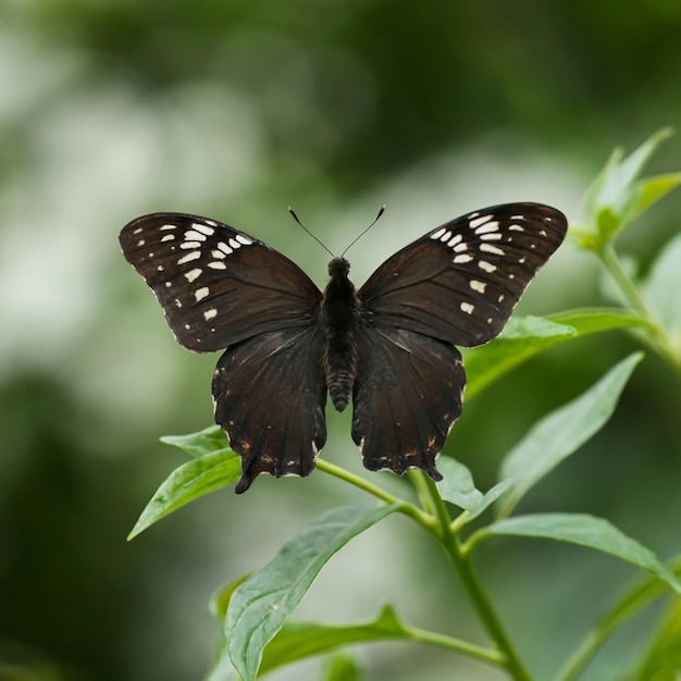 A beautiful black butterfly with silver details