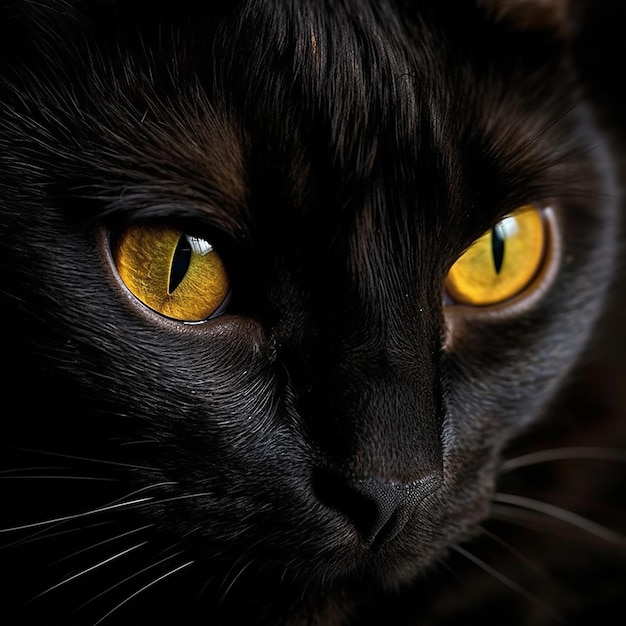 beautiful black cat with golden eyes