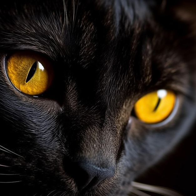 beautiful black cat with golden eyes