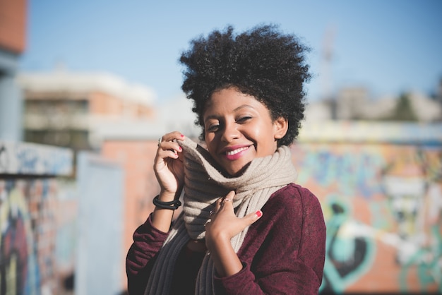 beautiful black curly hair african woman