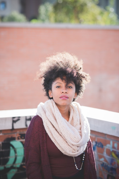 beautiful black curly hair african woman