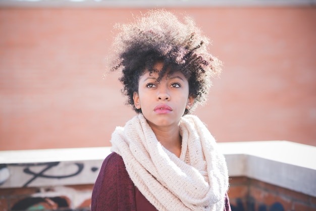 beautiful black curly hair african woman