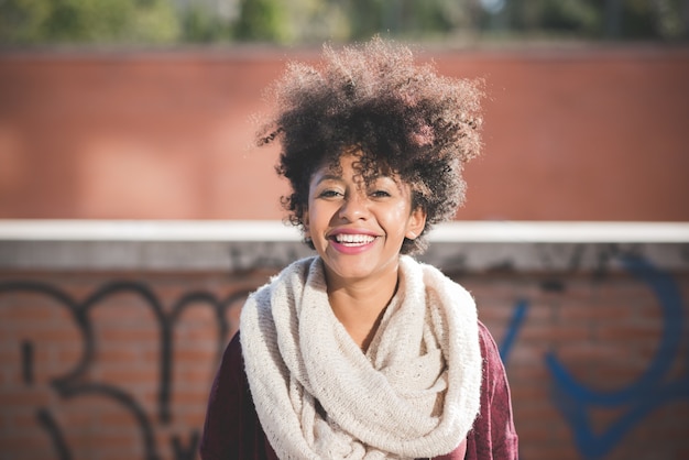 beautiful black curly hair african woman