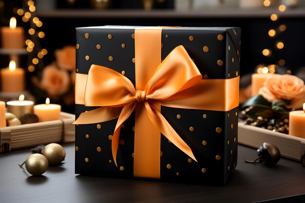 Photo beautiful black gift box