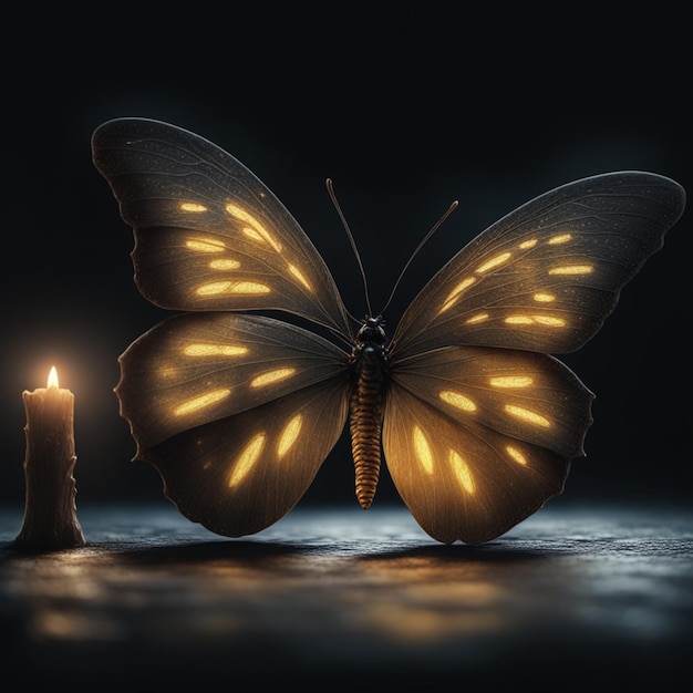 Foto bella farfalla nera e dorata