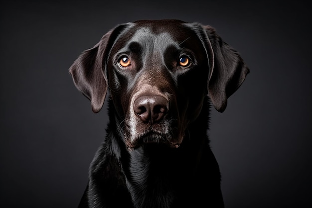 美しい黒いラブラドール犬 黒い背景に AI が生成された