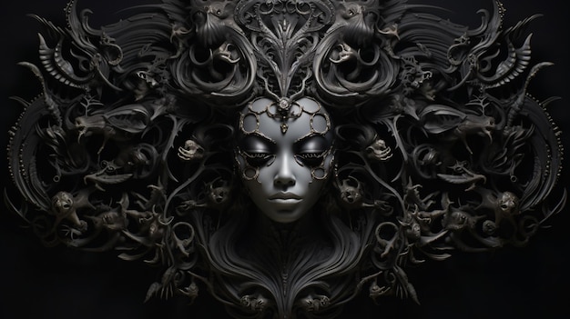Beautiful black sculptural ornate