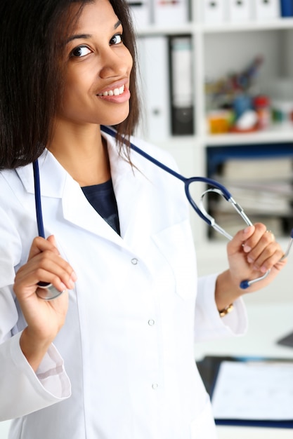 Beautiful black smiling female doctor portrait