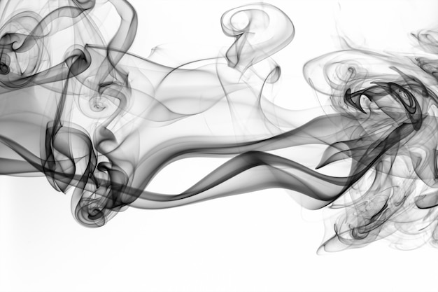 Photo beautiful black smoke abstract on white background, fire design