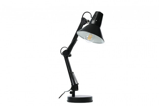 Beautiful black table lamp isolated on white