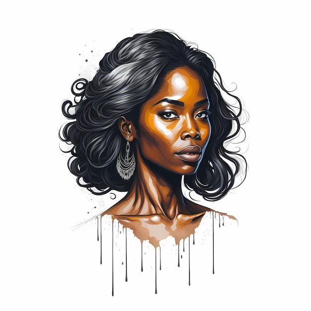 레트로 광고 스타일의 아름다운 흑인 여성