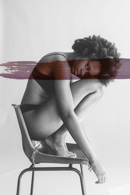 Beautiful black woman with afro hair social template