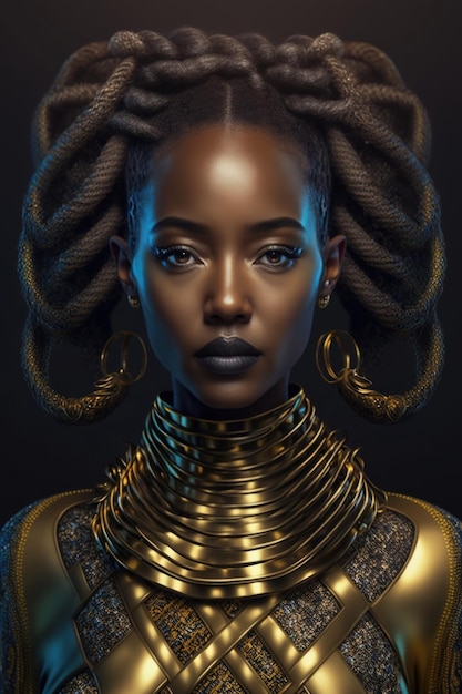 Beautiful Black woman with cyberpunk fashion