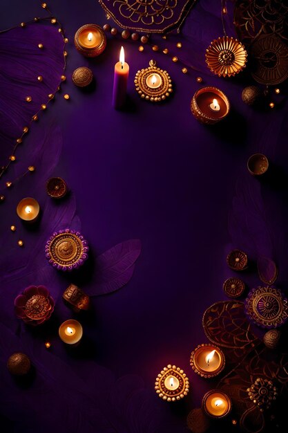 Beautiful blank diwali lamps and backgrounds lit during celebration