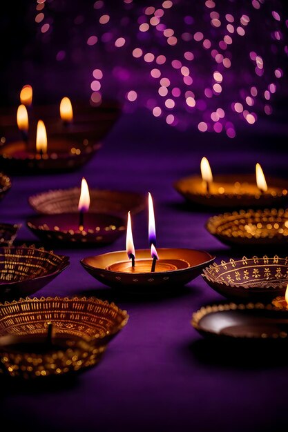 Beautiful blank diwali lamps and backgrounds lit during celebration