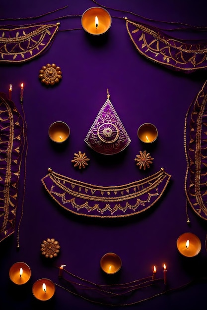 Beautiful blank diwali lamps and backgrounds lit during celebration