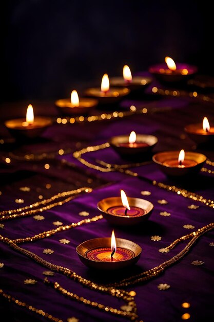 Beautiful blank diwali lamps and backgrounds lit during celebration