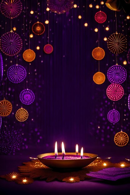 Beautiful blank diwali lamps and backgrounds lit during celebration