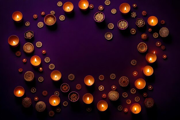 Beautiful blank diwali lamps and backgrounds lit during celebration