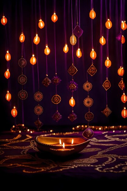 Beautiful blank diwali lamps and backgrounds lit during celebration