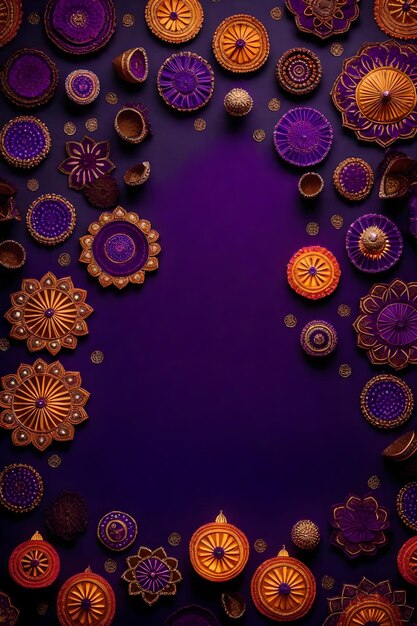 Beautiful blank diwali lamps and backgrounds lit during celebration