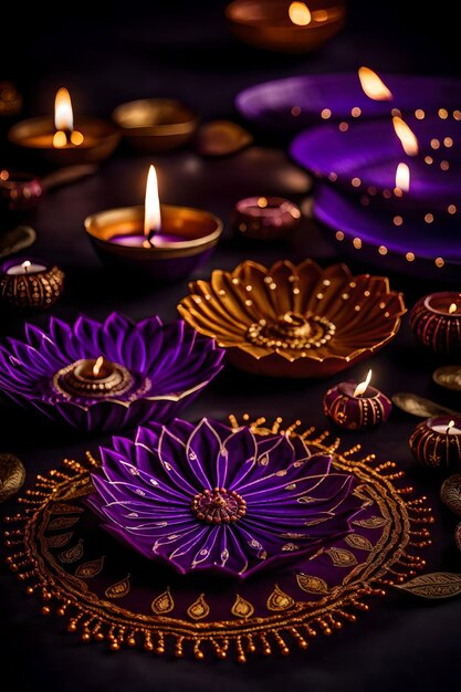 Красивые пустые лампы Дивали и фоны, освещенные во время празднования