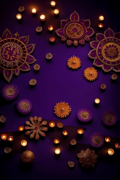 Beautiful blank diwali lamps and backgrounds lit during celebration