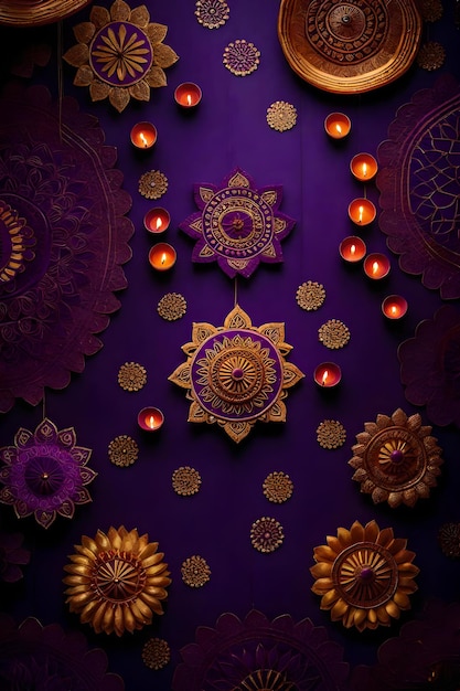 Beautiful blank diwali lamps and backgrounds lit during celebration