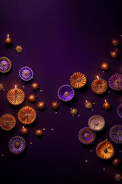 Photo beautiful blank diwali lamps and backgrounds lit during celebration