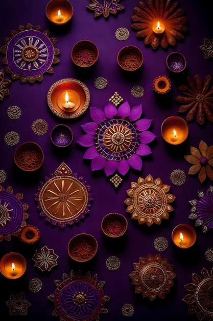 Foto belle lampade di diwali bianche e sfondi accesi durante la celebrazione