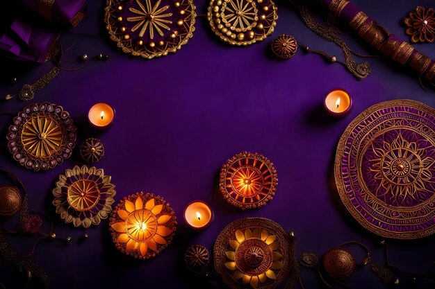 Photo beautiful blank diwali lamps and backgrounds lit during celebration