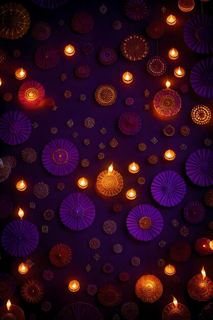 Photo beautiful blank diwali lamps and backgrounds lit during celebration