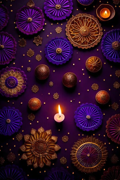 Foto belle lampade di diwali bianche e sfondi accesi durante la celebrazione