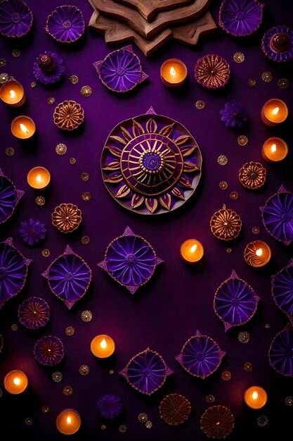 Foto belle lampade di diwali bianche e sfondi accesi durante la celebrazione