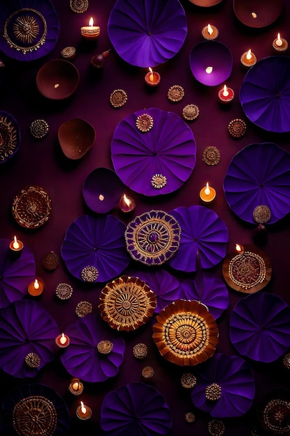 Foto belle lampade di diwali bianche e sfondi accesi durante la celebrazione