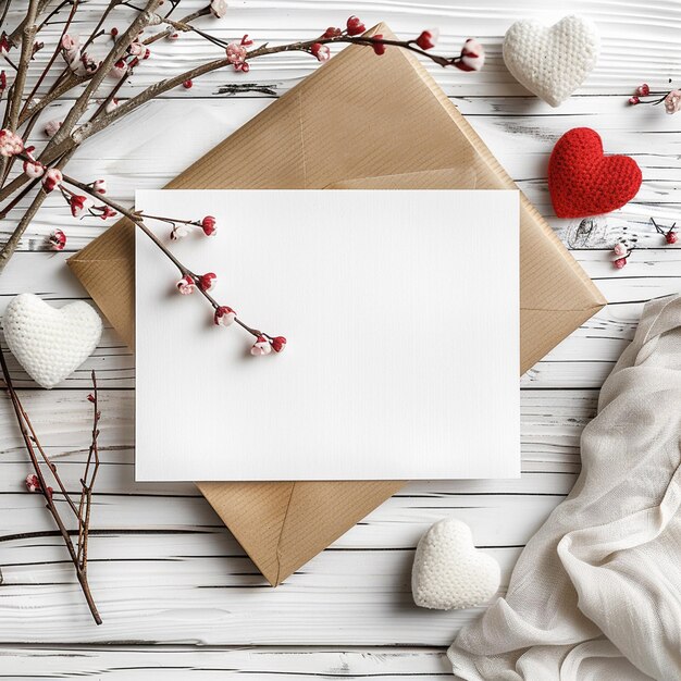 Photo a beautiful blank love card mockup