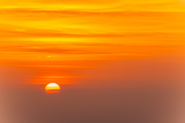 Photo beautiful blazing sunset landscape and orange sky above it