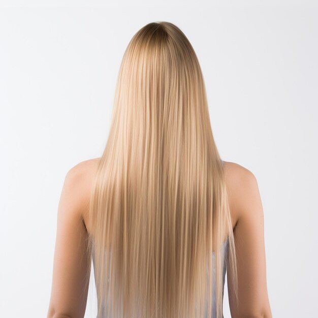 Beautiful blond long hair from behind Blond hair Ai generated