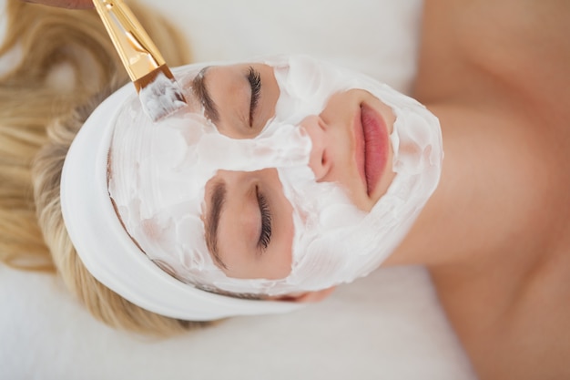 beautiful blonde getting a facial treatment